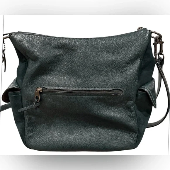 Coach Pennie Hobo hunter green leather & suede shoulder/crossbody purse C1522 - Picture 2 of 12